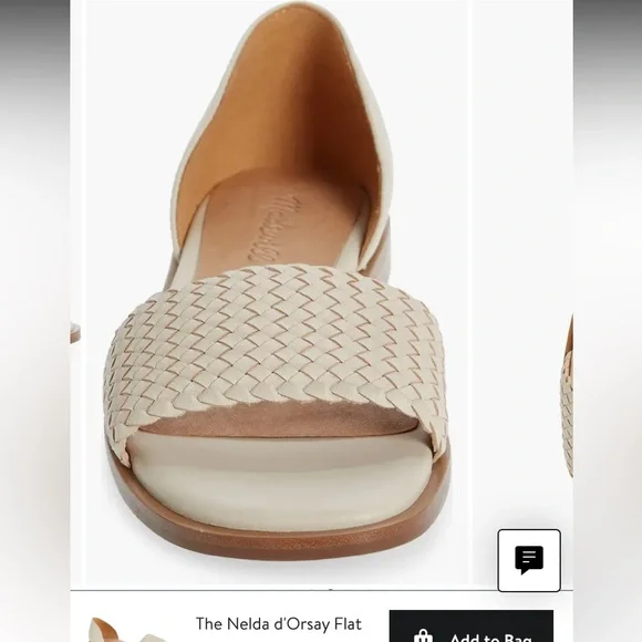 “Madewell” the “Nelda” leather d’orsay flat; in the color pale oyster; size 8 - Picture 2 of 16